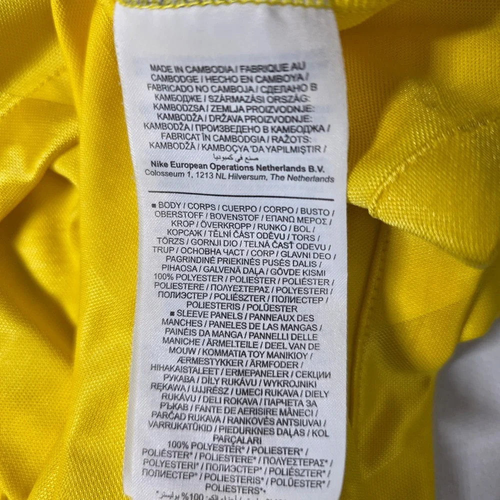 Nike Soccer Jersey Mens XL Yellow Blue Dri-FIT Shadow Stripe Training Shirt